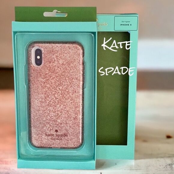 KATE SPADE NEW FLEXIBLE TINTED IPHONE X CASE GLITTER SPARKLING ROSE GOLD - Picture 1 of 3
